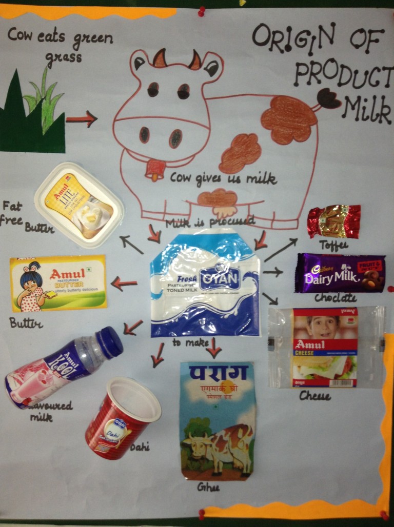 Little wonders of grade KG find out the by products of milk.