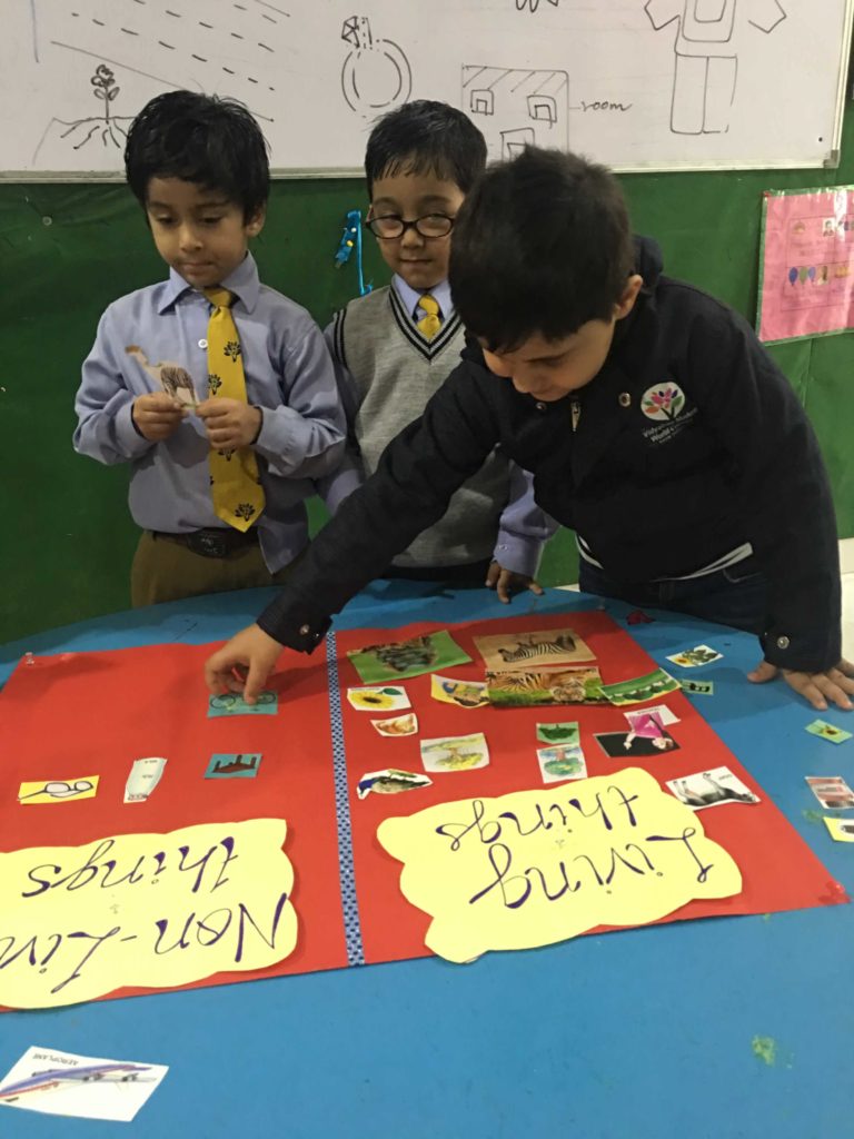 Grade LKG students research on Living and Non Living Things