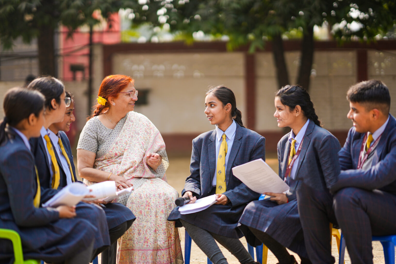 Meena Kane with the students