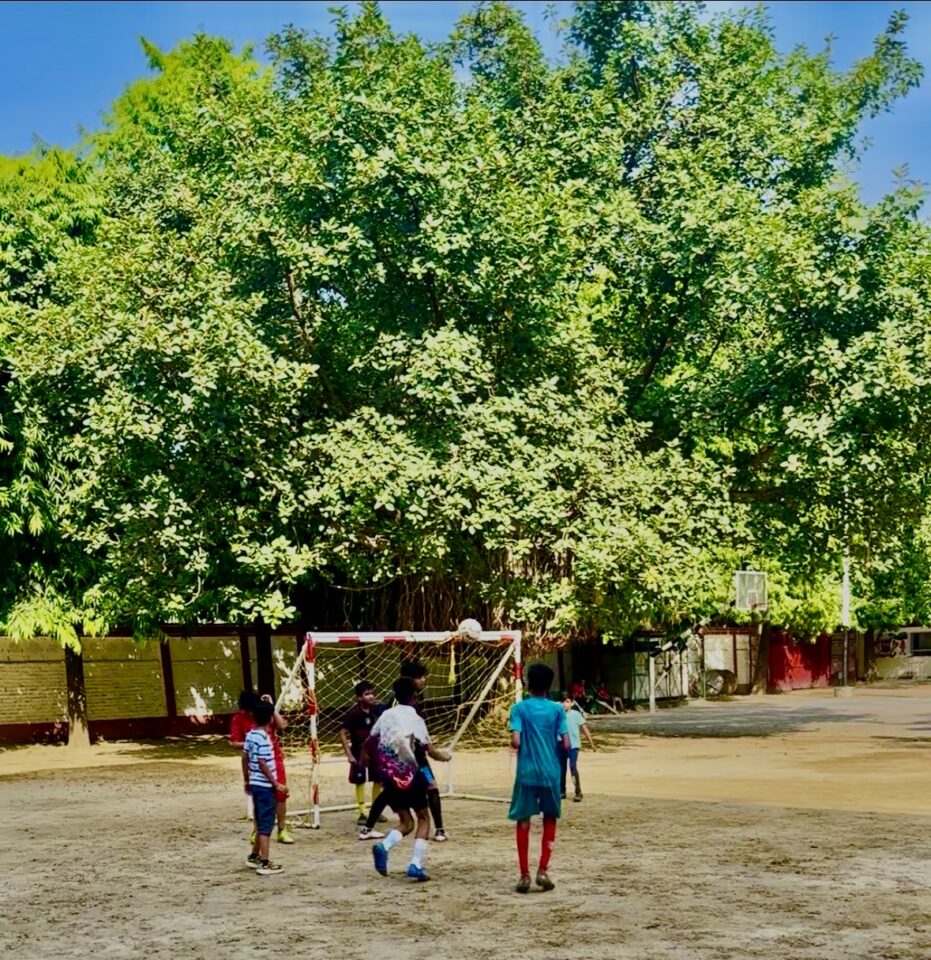 Children playing football