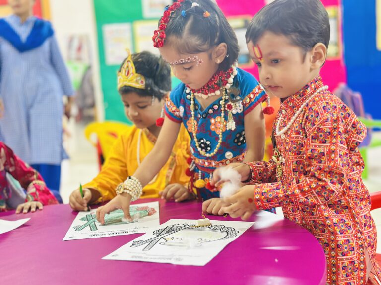 Early Years students of Modern School Lucknow dressed as Radha and Krishna for Janmashtami 2026